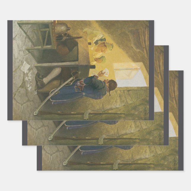 At the Cards in Cluny’s Cage by NC Wyeth Wrapping Paper Sheet (Set)
