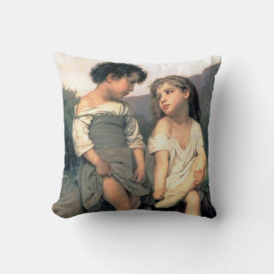 At the Edge of the Brook, Bouguereau Throw Pillow