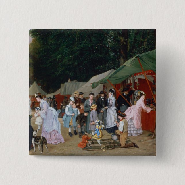 At The Fair,1877 2 Inch Square Button (Front)
