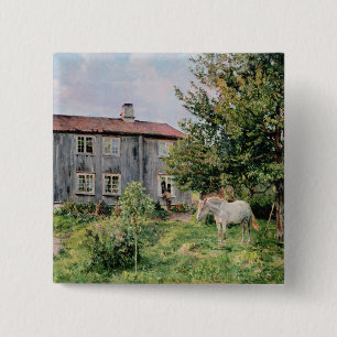 At the Farm, 1889 2 Inch Square Button