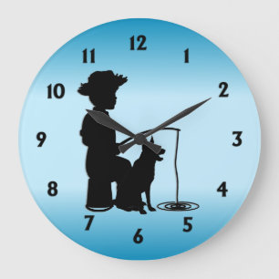 At the Fishing Hole Large Clock