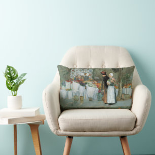 At The Florist by Childe Hassam, Vintage Fine Art Lumbar Pillow