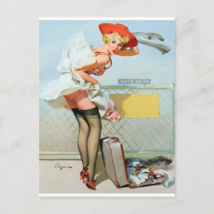 At the Gate Pin Up Postcard