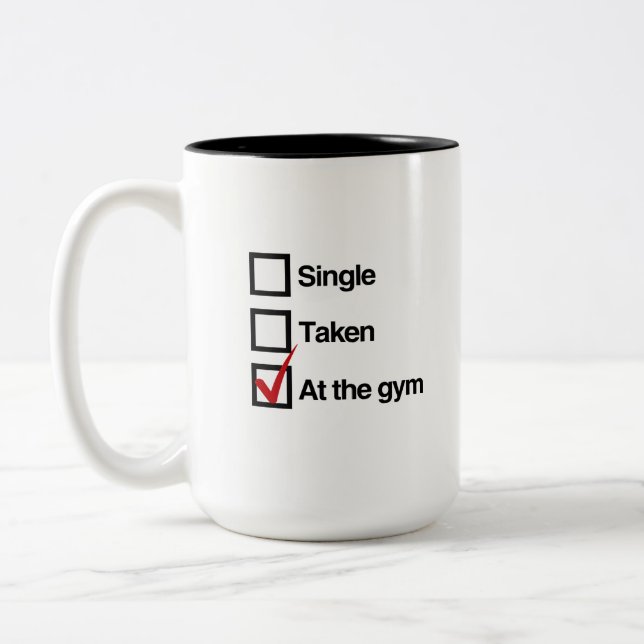 AT THE GYM Two-Tone COFFEE MUG (Left)