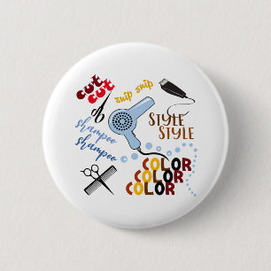 At The Hair Salon 2 Inch Round Button