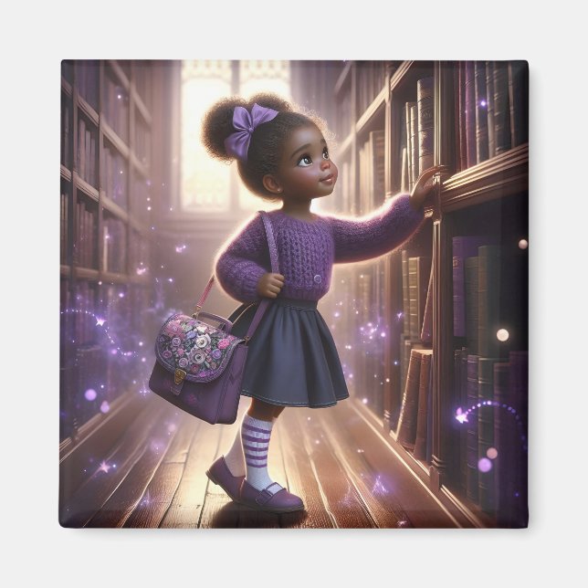 At the Library - Purple Magnet (Front)
