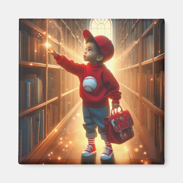 At the Library - Red Magnet (Front)