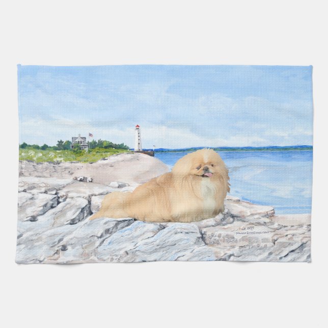 At the Lighthouse Kitchen Towel (Horizontal)