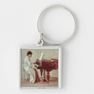 At the Piano, 1887 (oil on canvas) Keychain