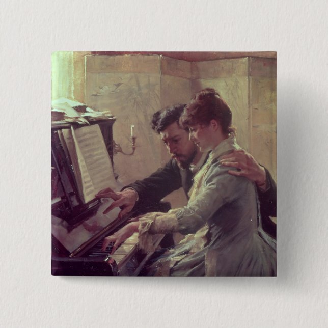 At the Piano 2 Inch Square Button (Front)