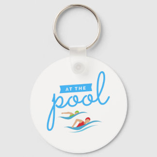 At the pool classic round keychain