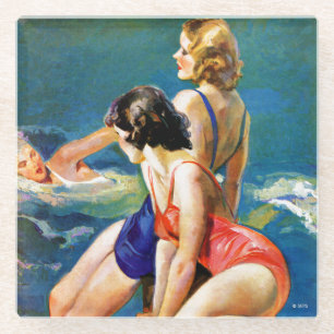 At the Pool Glass Coaster