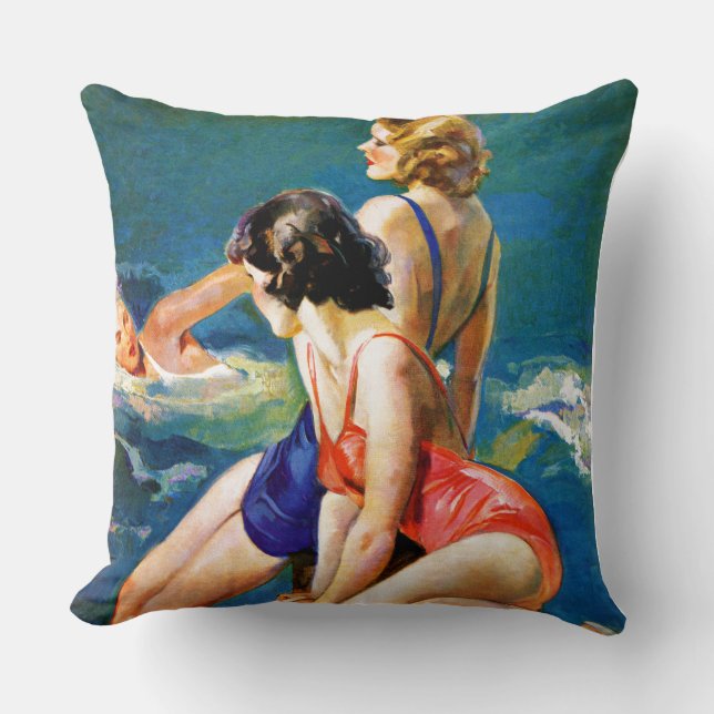 At the Pool Throw Pillow (Front)