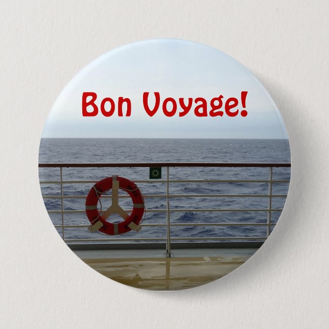 At the Railing Bon Voyage 3 Inch Round Button (Front)