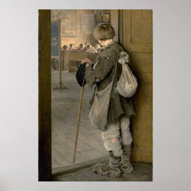 At the School Doors by Bogdanov-Belsky Poster (Front)