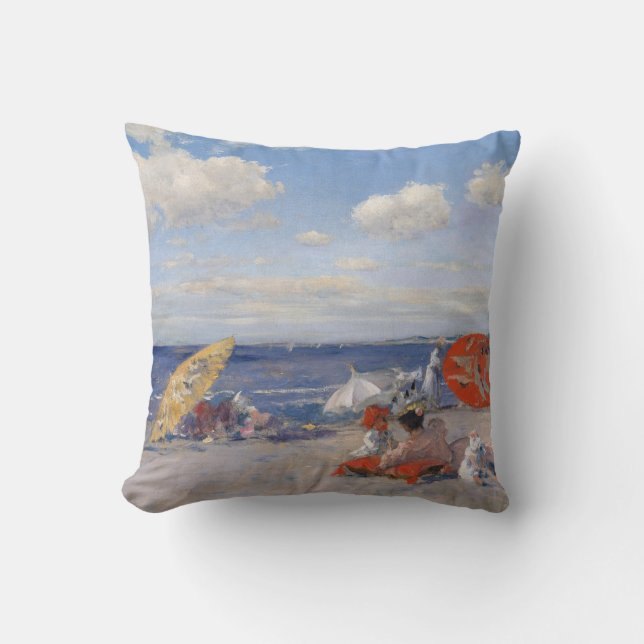 At the Seaside | c.1892 Throw Pillow (Front)