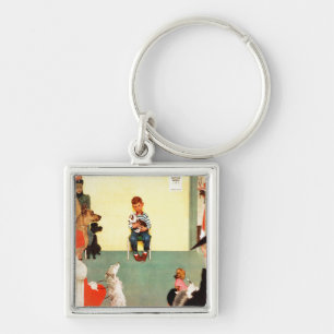 At The Vets by Norman Rockwell Keychain