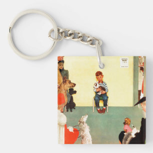 At The Vets by Norman Rockwell Keychain