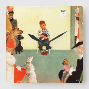 At The Vets by Norman Rockwell Square Wall Clock