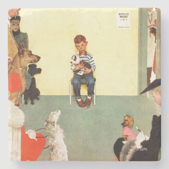 At The Vets by Norman Rockwell Stone Coaster (Front)