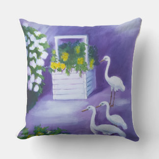 At the well at night throw pillow