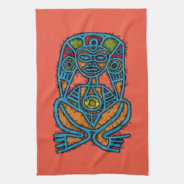 Atabey Goddess Indigenous Taino Symbol  Kitchen Towel (Vertical)