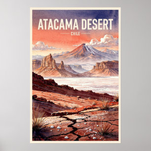 Atacama Desert Chile Vintage Travel Poster