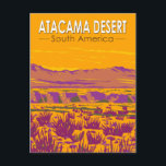 Atacama Desert Sunset South America Travel Vintage Postcard<br><div class="desc">Atacama Desert in a vector art style. The Atacama Desert is a desert plateau located on the Pacific coast of South America.</div>