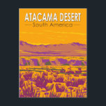 Atacama Desert Sunset South America Travel Vintage Postcard<br><div class="desc">Atacama Desert in a vector art style. The Atacama Desert is a desert plateau located on the Pacific coast of South America.</div>