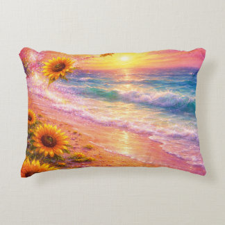 Atardecer de Paz Infinita: Girasoles Mágicos  Accent Pillow