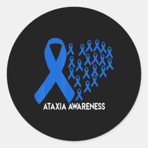 Ataxia Awareness blue ribbon Gift T-Shirt31  Classic Round Sticker