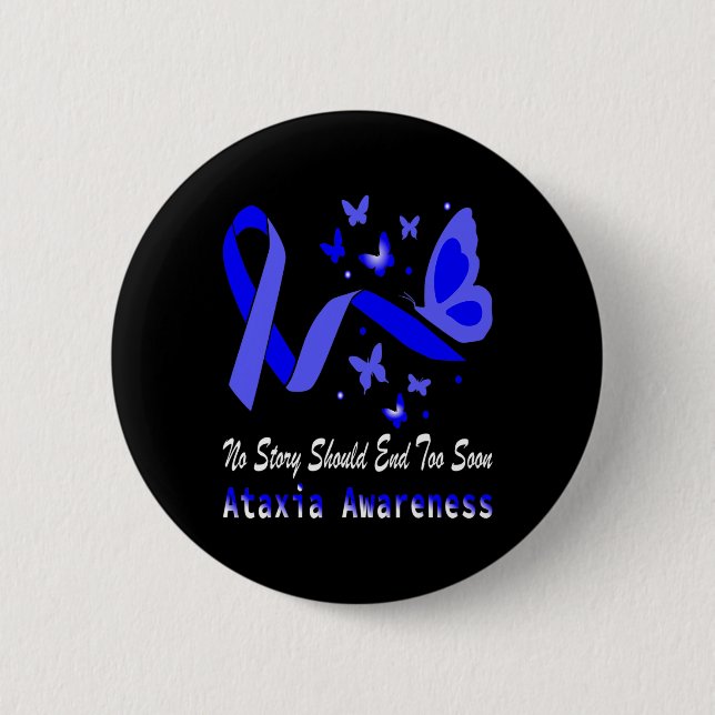 Ataxia Awareness Butterfly Support  2 Inch Round Button (Front)