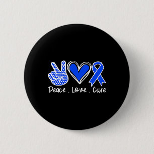 Ataxia Awareness Month Blue Ribbon Peace Love Cure 2 Inch Round Button