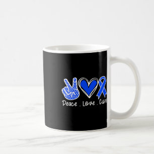 Ataxia Awareness Month Blue Ribbon Peace Love Cure Coffee Mug