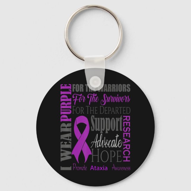 Ataxia Neurological Sickness Awareness for Warrior Keychain (Front)