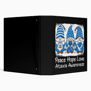 Ataxia Support gnomes with ribbon Blue Ataxia Awar Binder
