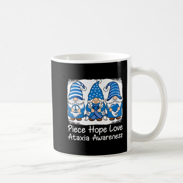 Ataxia Support gnomes with ribbon Blue Ataxia Awar Coffee Mug (Right)