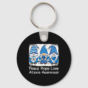 Ataxia Support Gnomes With Ribbon Blue Ataxia Awar Keychain