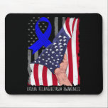 Ataxia Telangiectasia Awareness American Flag Blue Mouse Pad<br><div class="desc">Ataxia Telangiectasia Awareness American Flag Blue Ribbon</div>