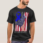Ataxia Telangiectasia Awareness American Flag Blue T-Shirt<br><div class="desc">Ataxia Telangiectasia Awareness American Flag Blue Ribbon</div>