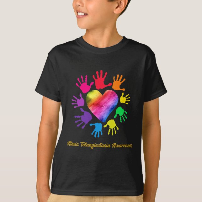Ataxia Telangiectasia Awareness Peace Love Hope Bl T-Shirt (Front)