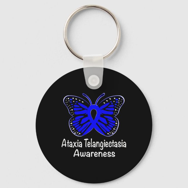 Ataxia Telangiectasia Awareness Warrior Support Bl Keychain (Front)