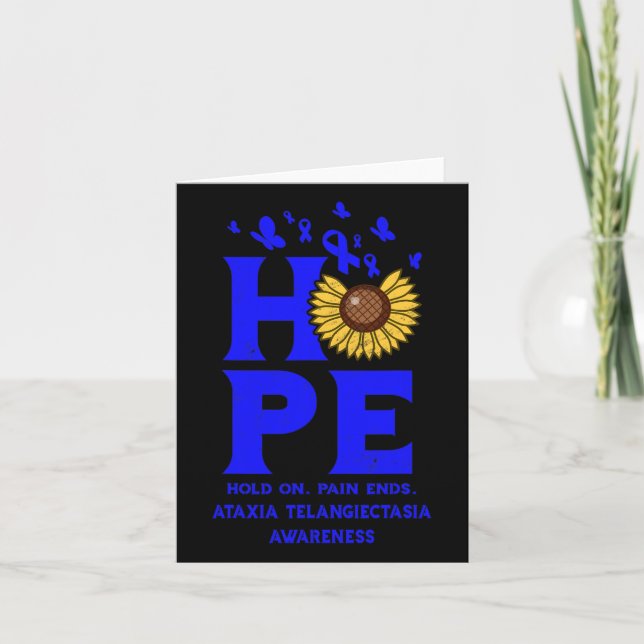 Ataxia Telangiectasia Blue Hope Vintage Sunflower  Card (Front)