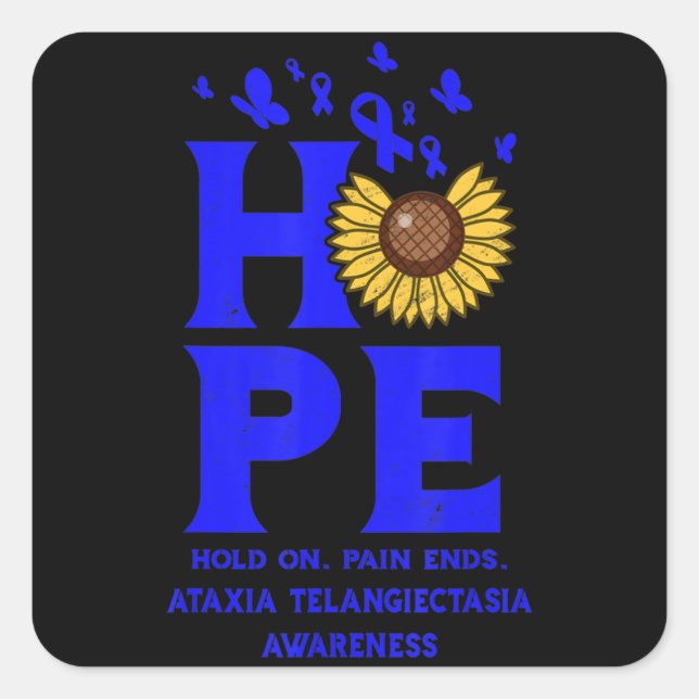 Ataxia Telangiectasia Blue Hope Vintage Sunflower  Square Sticker (Front)