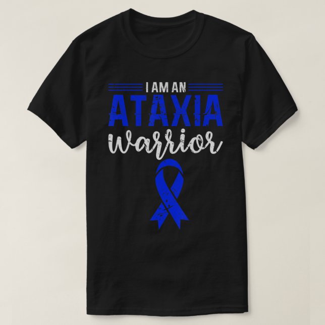 Ataxia Warrior Blue Ribbon Impaired Coordination A T-Shirt (Design Front)