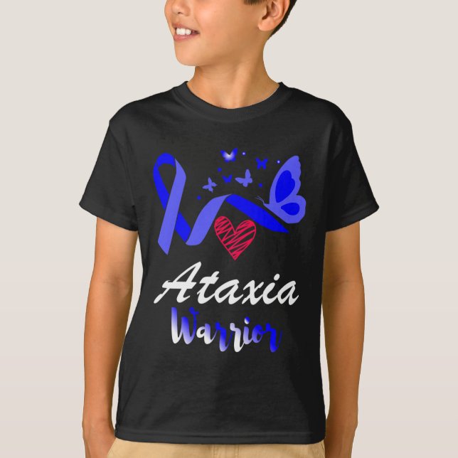 Ataxia Warrior Butterfly Awareness Support  T-Shirt (Front)