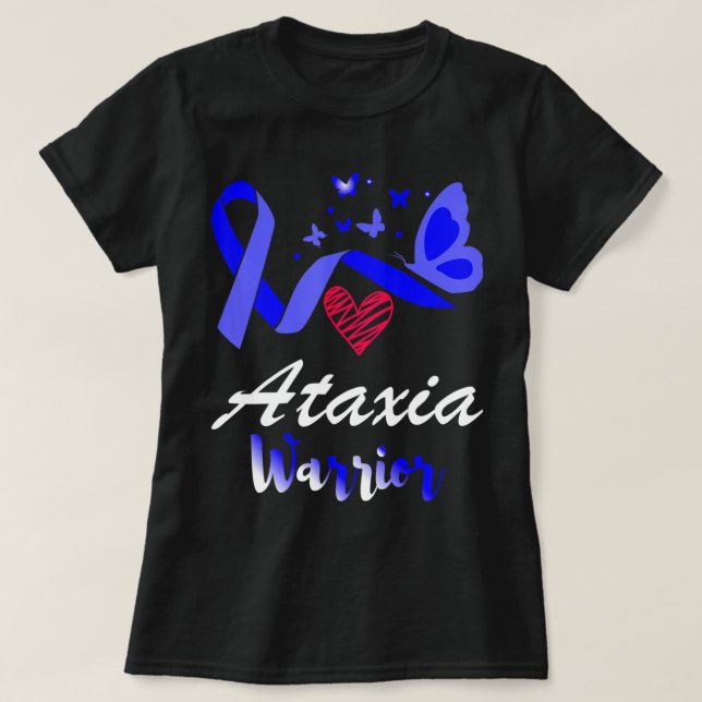 Ataxia Warrior Butterfly Awareness Support T-Shirt (Design Front)