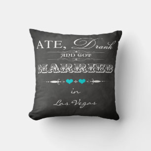 Ate, bu et s'est marié FAUX Chalkboard Coussin