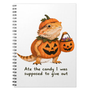 Ate The Candy Pumpkin Bearded Dragon Art Notebook