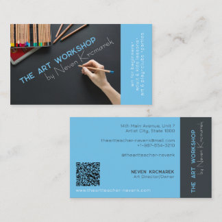 Atelier d'art Carte de visite d'artiste bleu